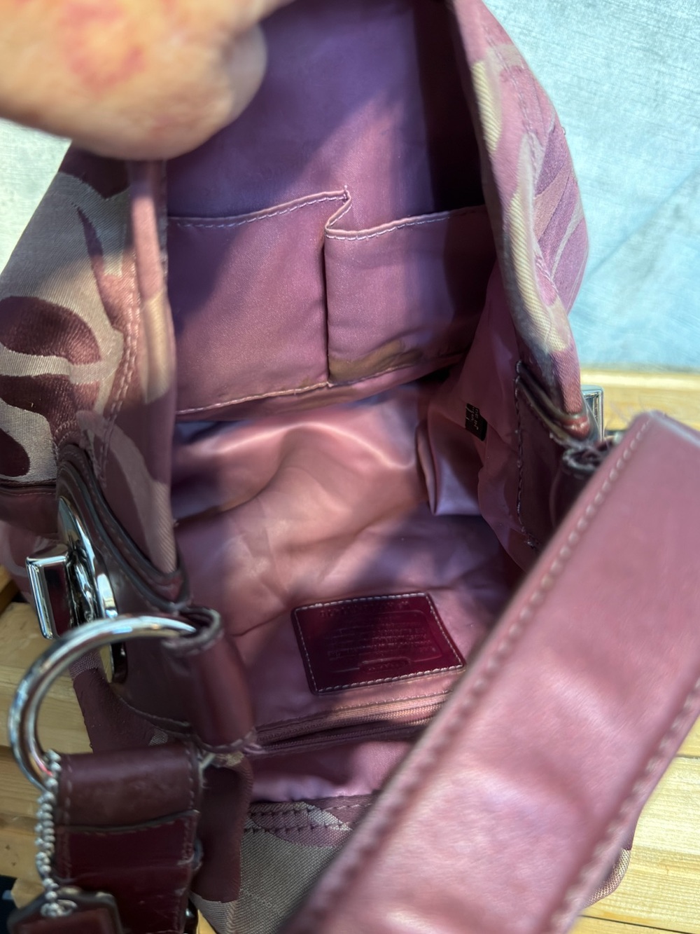 Coach Vintage Penelope Bordeaux Burgundy Optic Signature Hobo Shoulder Bag - Picture 14 of 16